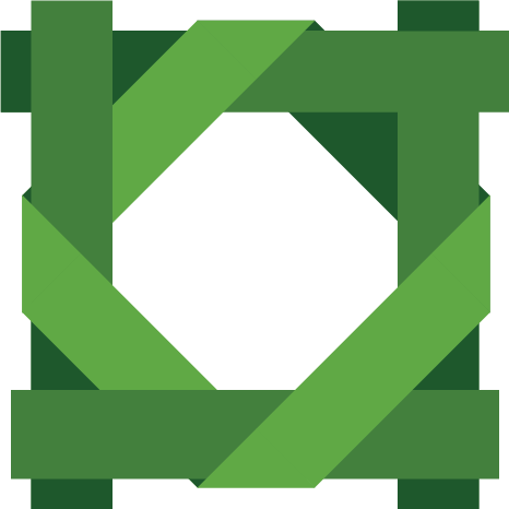 DEL 2026 theme design showing a square in green that is designed to look like weaving