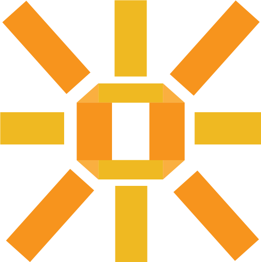 DEL 2026 theme design showing a sun pattern in orange that is designed to look like weaving